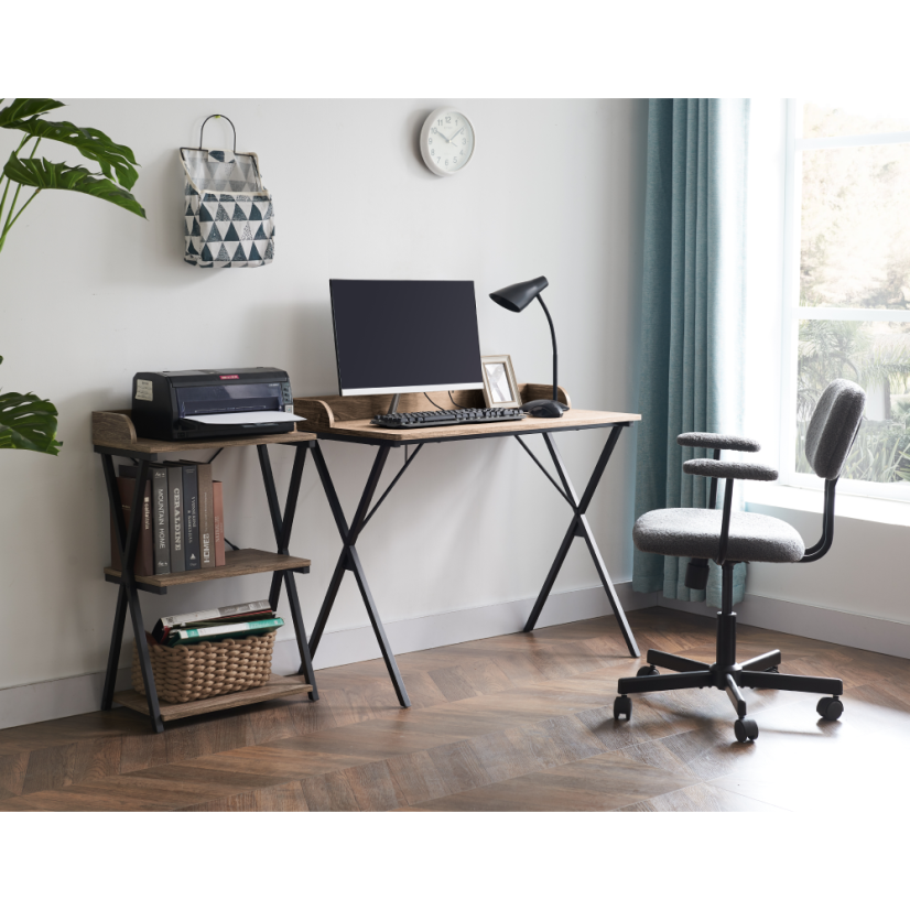 PC-Schreibtisch, Eiche/Schwarz, OFFICE