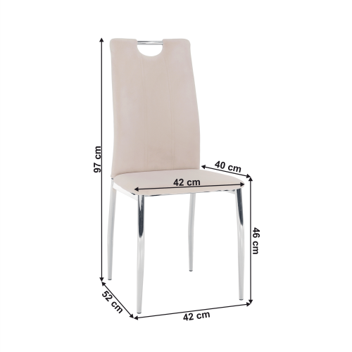 Krzesło do jadalni, beżowa tkanina Dulux Velvet/chrom, OLIVA NEW