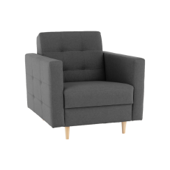 Teljesen kárpitozott fotel, sötétszürke szövet, AMEDIA