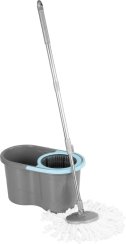 Súprava upratovacia Strend Pro Quantum 16l, rotačný mop na podlahy + vedro, teleskopická násada, tyrkys/sivá, mix farieb