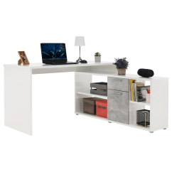 PC-Schreibtisch, Weiß/Beton, NOE NEU