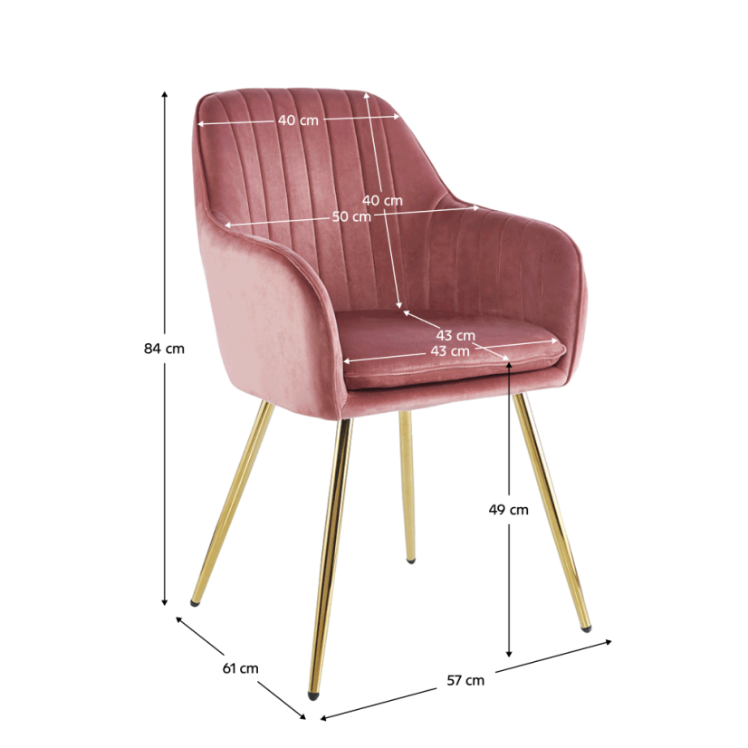 Designer-Sessel, rosa Samtstoff/Gold-Chrom-Gold, ADLAM NEU