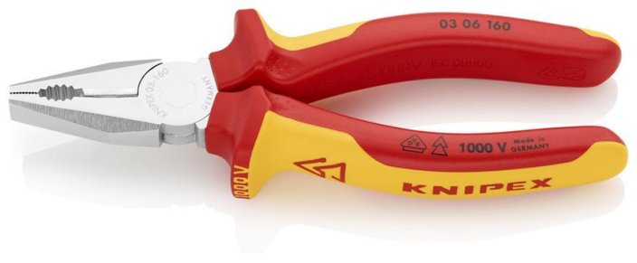 Szczypce KNIPEX 03 06 160, 160 mm, kombinowane, CrV, VDE 1000V