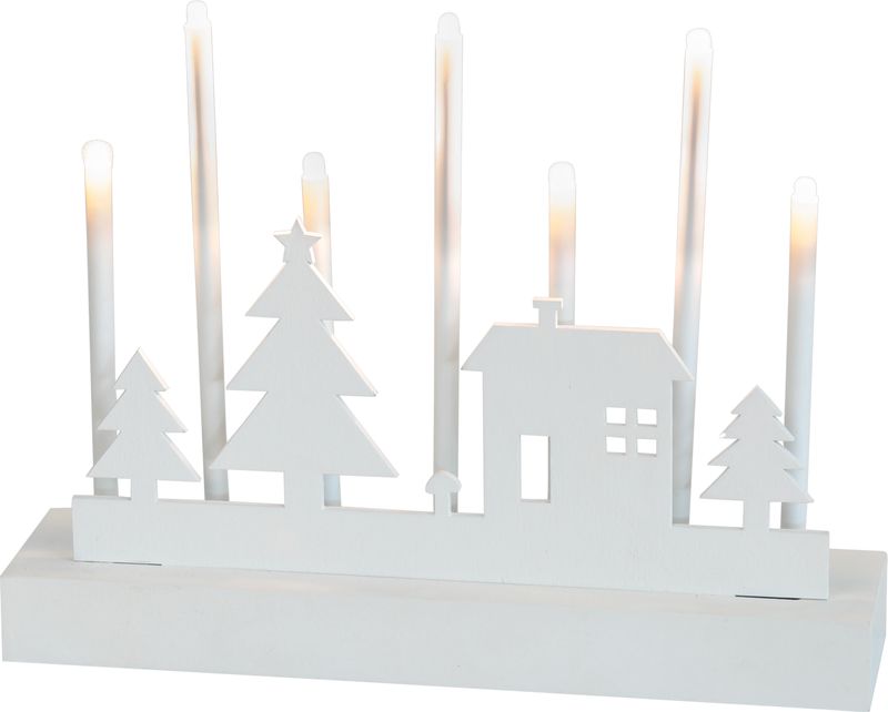 MagicHome Weihnachtskerzenhalter, 8 LED warmweiß, 2xAA, MDF, innen, 24x5,5x18 cm