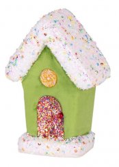 MagicHome Božična dekoracija Candy Line, hiša, zelena, viseča, 11x16 cm