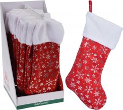 Ponožka vánoční 42x26 cm červeno-stříbrná