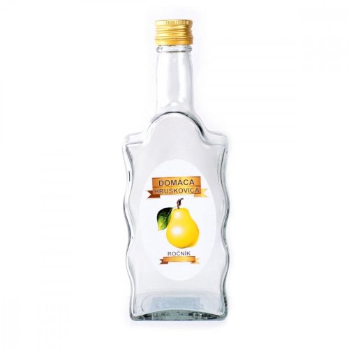 Szklana butelka na alkohol 500ml PEAR kwadratowa, zakrętka Kláštorná KLC