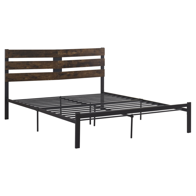 Doppelbett mit Lattenrost, rustikale Eiche/Metall, 160x200, ANEYA