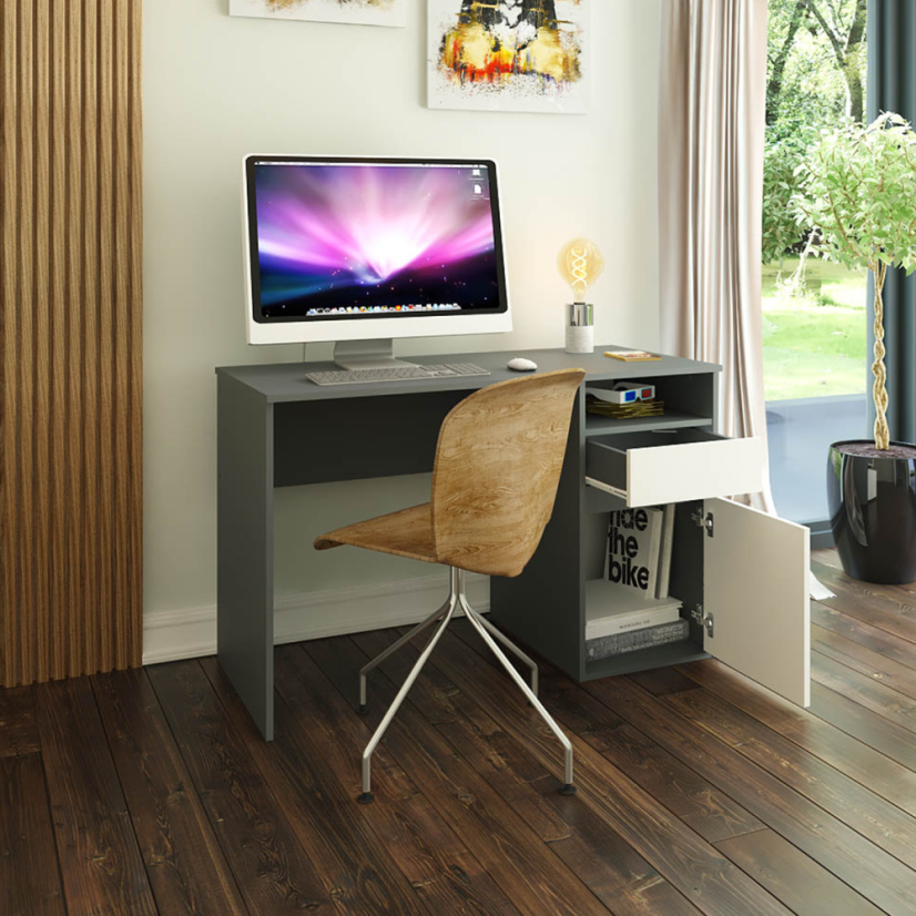 PC-Tisch, Graphit/Weiß, BILI NEU