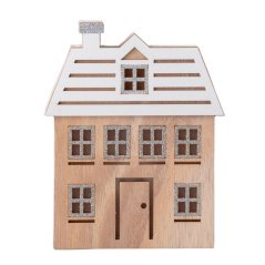 Hausdekoration LED 13x2,5x16 cm naturweißes Holz
