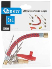Zestaw końcówek do pompy, iglica, wąż, adapter, 8 szt., GEKO