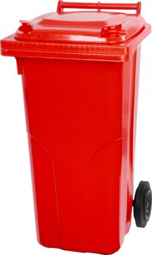 Kontener MGB 120 lit., tworzywo sztuczne, czerwony, HDPE, popielniczka na odpady