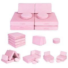 Nagy összecsukható moduláris kanapé gyerekeknek DIY, 8 puha párna - rózsaszín ECOTOYS