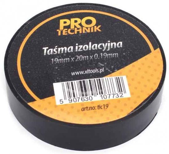 Izolačná páska PVC 19 mm x 20 m x 0,19 mm, čierna, PRO-TECHNIK