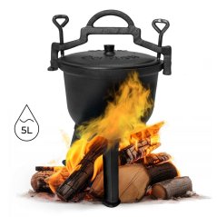 Liatinový stojatý kotol 5 l, poľovnícky kotlík, gril na táborák, MultiGarden