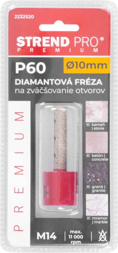 Fräser Strend Pro Premium DM617, M14, 10 mm, G60, Diamant, zum Vergrößern von Löchern zum Schnitzen von Kronen, professionell