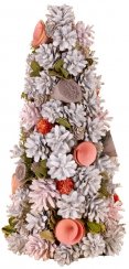 MagicHome božično drevesce, okrašeno, naravno, roza, 40 cm