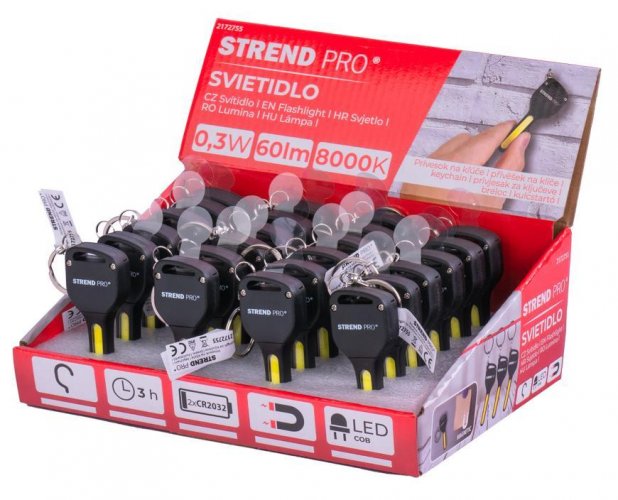 Strend Pro Kulcstartó lámpa, kulcstartó, függő, mágnessel, 60 lm, 75x30 mm, eladó doboz 24 db