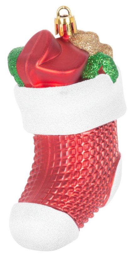 MagicHome Weihnachtsdekoration, Set, 3 Stück, 11 cm, Socken, rot, für den Weihnachtsbaum