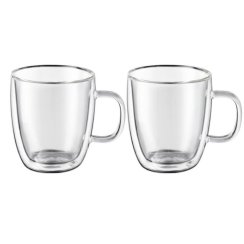 Hrnček sklo dvojstenny MIA 350ml s uškom, sada 2ks