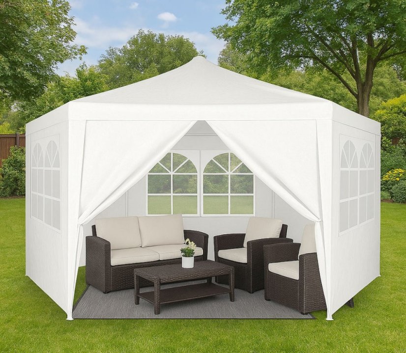Záhradný pavilón 2x2 m s oknami biely (akce)
