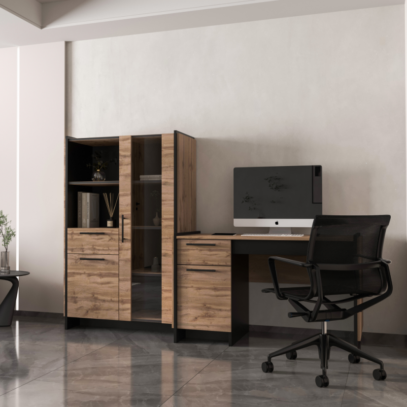 PC stol 130, hrast wotan/crni, AMONI 1D1S