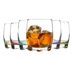 290 ml-es ADORA whiskypohár, színes aljjal, 6 darabos szett