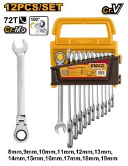 Kľúč očkoplochý račňový sada 12ks CrMo 8-19mm INGCO Industrial
