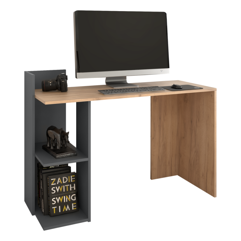 PC stol, craft hrast zlatni/grafitni, ZINO NOVO
