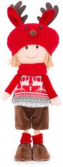 Decor de Crăciun MagicHome, Băiat cu șapcă roșu-gri, 42 cm