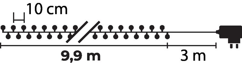 MagicHome Weihnachts-Kirschkugelkette, 100x LED kaltweiß, IP44, 8 Funktionen, Beleuchtung, L-9,90m