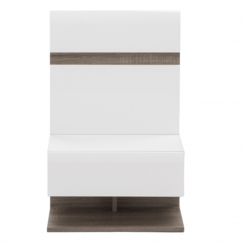 Noční stolek, bílá extra vysoký lesk HG/dub sonoma tmavý truflový, LYNATET TYP 95
