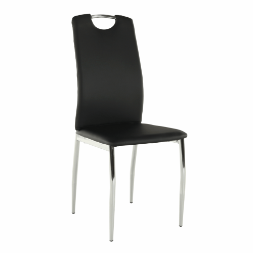Jídelní židle, ekokůže černá/chrom, ERVINA