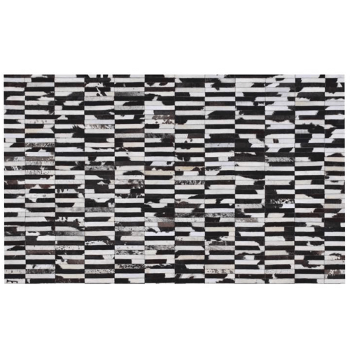 Dywan skórzany luksusowy, brąz/czarny/biały, patchwork, 141x200, SKÓRA TYP 6