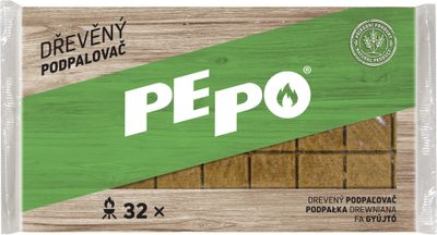 Zapalniczka PE-PO® lite drewno, 32 szt., zapalniczka do grilli, pieców, kominków, piekarników