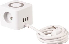 Gniazdo Strend Pro, kostka przedłużająca, USB A+C, ładowanie bezprzewodowe, 1,4 m