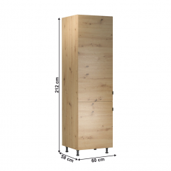 Vysoká skříňka na chladničku, dub artisan, univerzální, LANGEN D60ZL