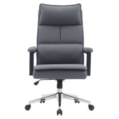 Bürostuhl, graues Ökoleder/Chrom, KAHIL