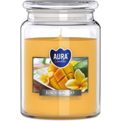 AURA gyertyák, üvegben, édes mangó, 100 óra, 500 g