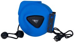 Selbstaufrollende Hängetrommel mit Elektrokabel und Steckdose, Länge 15 m, GEKO