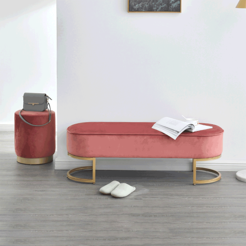 Design-Bank, rosa Samtstoff/Gold-Chrom-Gold, MIRILA NEU