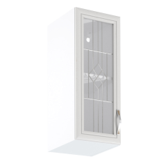 Oberschrank G30S mit Glas, links, Weiß/Kiefer Andersen, SICILIA