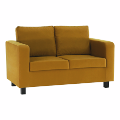 Vollgepolstertes Sofa, senffarbener Stoff, LUANA