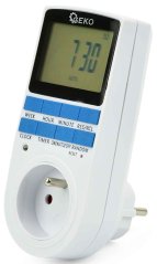 Zegar cyfrowy, wyświetlacz LCD, 230V, GEKO