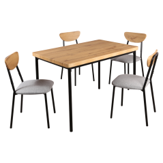 Blagovaonski set 1+4, svijetli hrast/siva/crna, MADIO