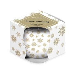 Sviečka vonná Emocio sklo 70x62mm,Magic Snowing bielo-zlatá