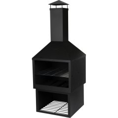Șemineu de grădină cu grătar, din metal, 118 cm