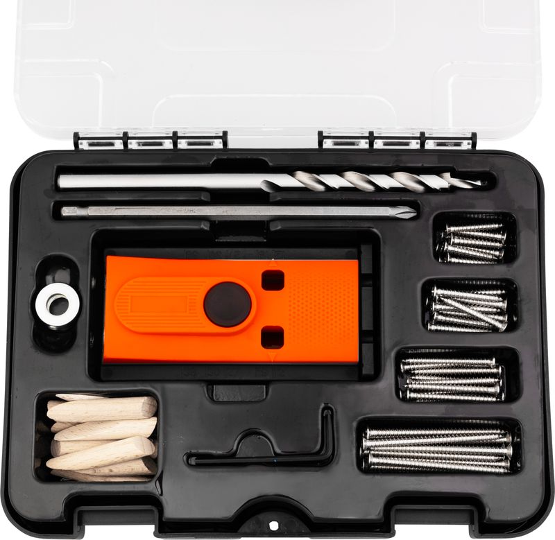 Strend Pro-Set, zum Bohren von Löchern für Schrägbolzenverbindungen, für Tischler, 55-tlg.