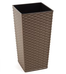 Blumentopf UH 250x250 mm FINEZJA braun Höhe 460 mm Rattan mit KLC-Einsatz