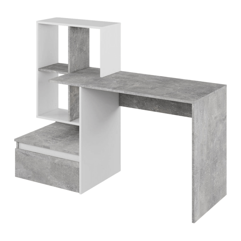 PC-Schreibtisch, Beton/Weiß, NEREO NEU